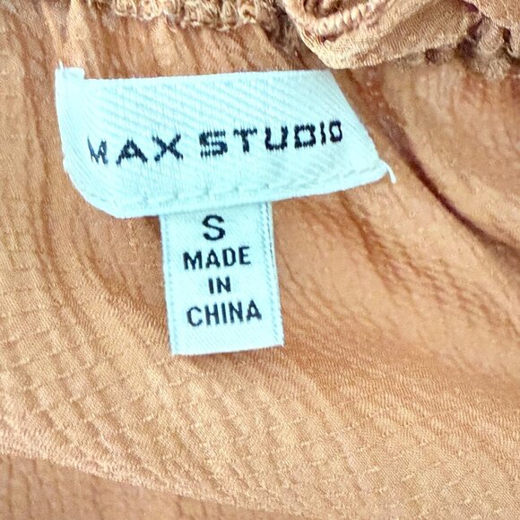 Max Studio Womens S Off-The-Shoulder Top Rust Brown Textured Woven Fabric Elasti - Picture 3 of 9